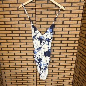 Tanya Taylor White And‎ Blue One Piece Swimsuit Size XL